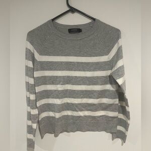 Classic Gray and Cream Striped Sweater